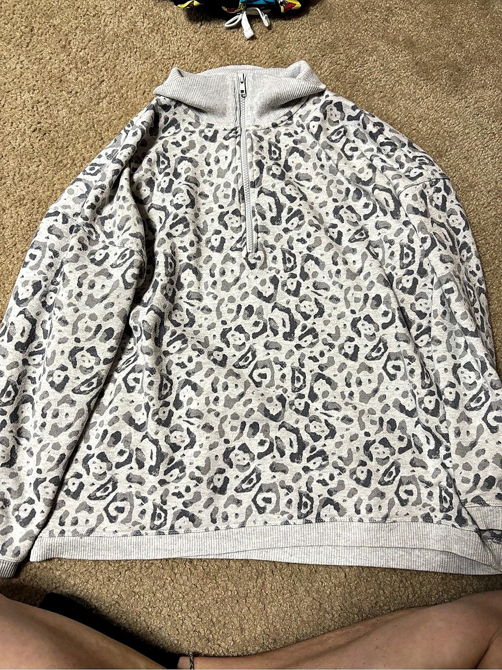 Aerie Oversized 1/4 Zip Sweatshirt Gray Medium